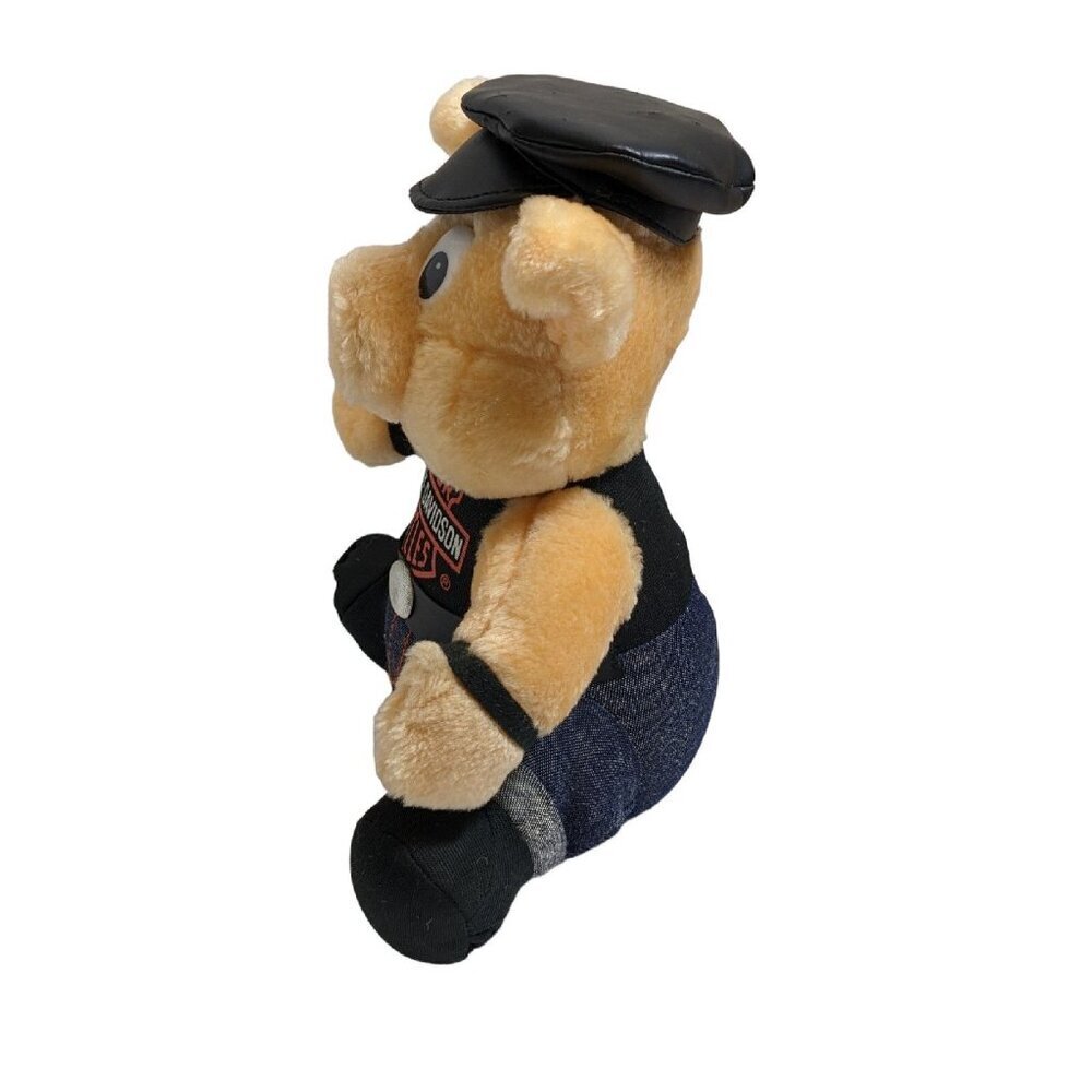 Vintage 1998 Harley Davidson Plush Pig Hog Motorcycle Biker Stuffed 10 in Doll - Picture 4 of 7